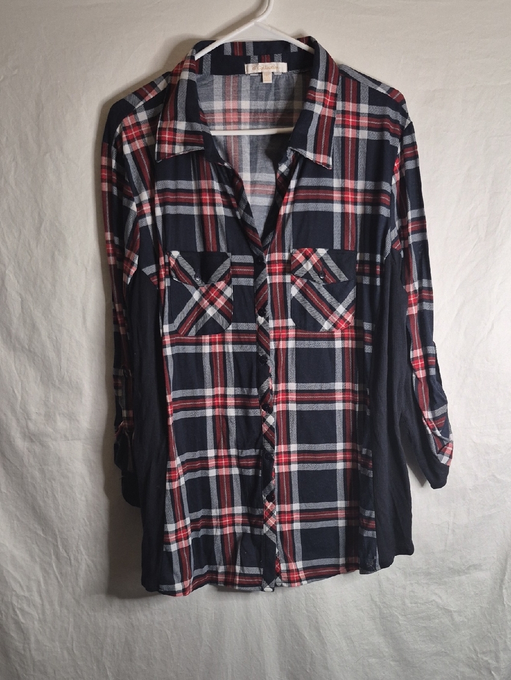 G Collection Women’s Blue Plaid Button-Down Shirt